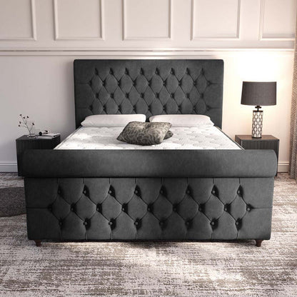 Melbourne Upholstered Bed - Black Naples