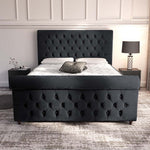 Melbourne Upholstered Bed - Black Plush Velvet