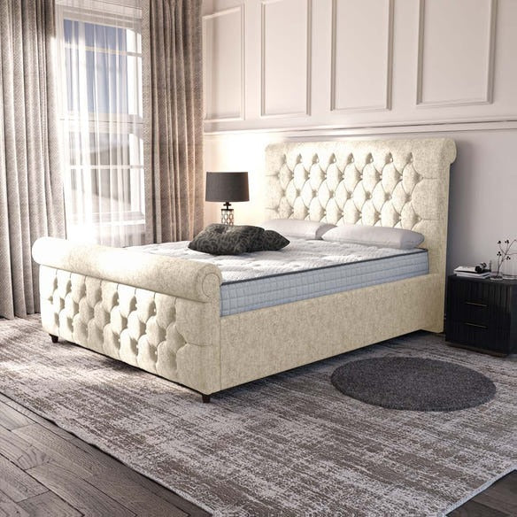 Melbourne Upholstered Bed - Cream Chenille