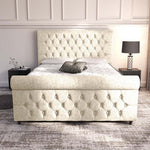 Melbourne Upholstered Bed - Cream Chenille