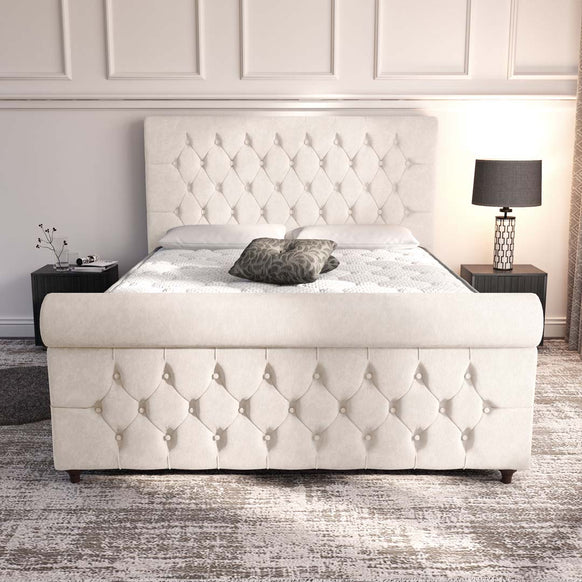 Melbourne Upholstered Bed - Cream Naples