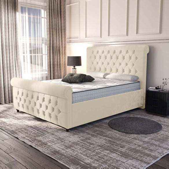 Melbourne Upholstered Bed - Cream Plush Velvet
