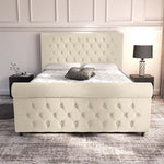 Melbourne Upholstered Bed - Cream Plush Velvet