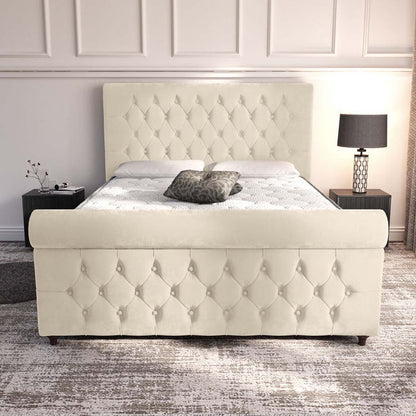 Melbourne Upholstered Bed - Cream Plush Velvet