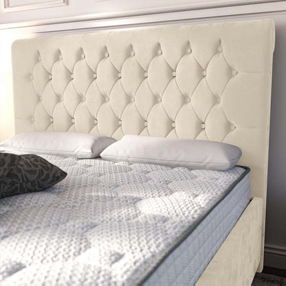 Melbourne Upholstered Bed - Cream Plush Velvet