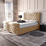 Melbourne Upholstered Bed - Mink Plush Velvet
