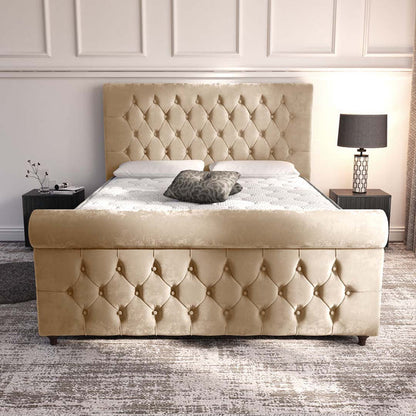Melbourne Upholstered Bed - Mink Plush Velvet