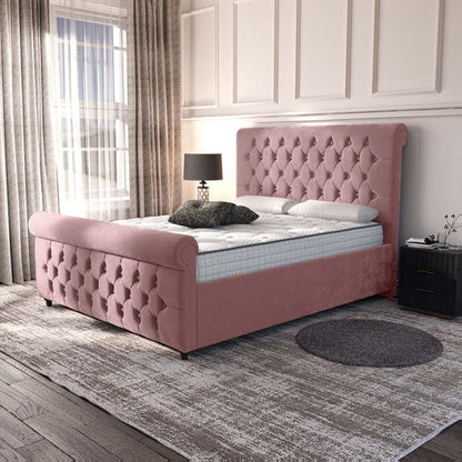 Melbourne Upholstered Bed - Pink Plush Velvet