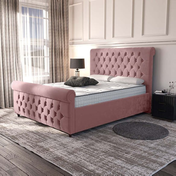 Melbourne Upholstered Bed - Pink Plush Velvet