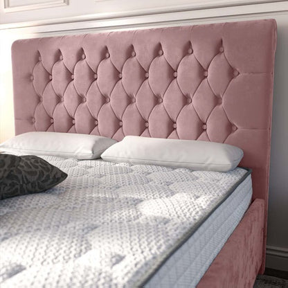 Melbourne Upholstered Bed - Pink Plush Velvet