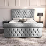 Melbourne Upholstered Bed - Silver Chenille