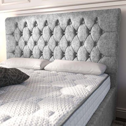 Melbourne Upholstered Bed - Silver Chenille