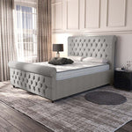 Melbourne Upholstered Bed - Silver Linoso