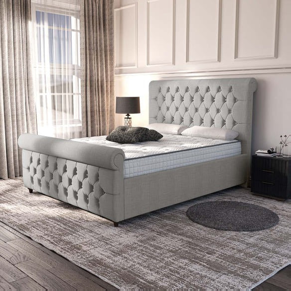 Melbourne Upholstered Bed - Silver Linoso