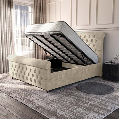 Melbourne Upholstered Ottoman Bed - Almond Coniston