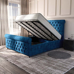 Melbourne Upholstered Ottoman Bed - Blue Coniston