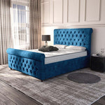 Melbourne Upholstered Ottoman Bed - Blue Coniston