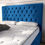 Melbourne Upholstered Ottoman Bed - Blue Plush Velvet