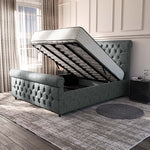 Melbourne Upholstered Ottoman Bed - Charcoal Chenille