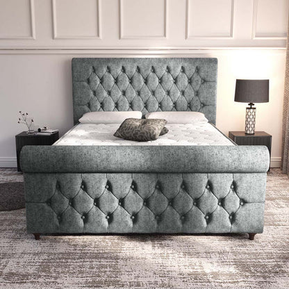 Melbourne Upholstered Ottoman Bed - Charcoal Chenille