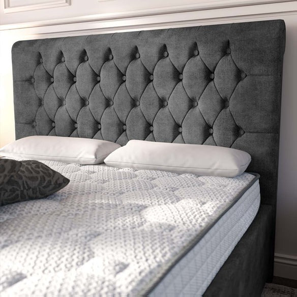 Melbourne Upholstered Ottoman Bed - Charcoal Coniston