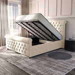 Melbourne Upholstered Ottoman Bed - Cream Chenille