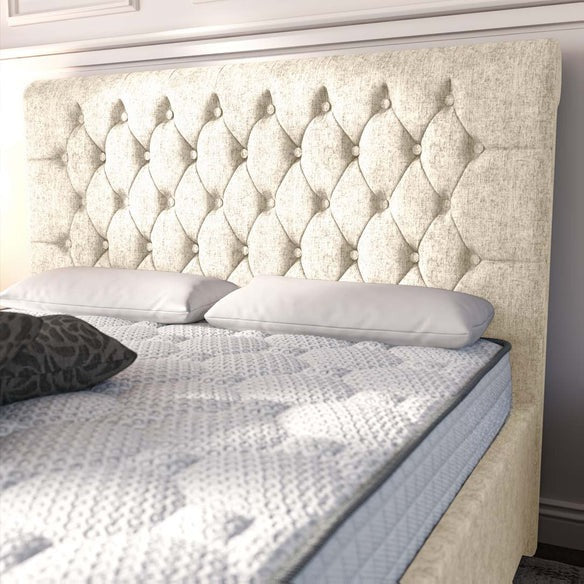 Melbourne Upholstered Ottoman Bed - Cream Chenille
