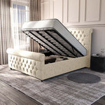 Melbourne Upholstered Ottoman Bed - Cream Chenille