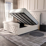 Melbourne Upholstered Ottoman Bed - Cream Naples