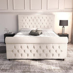 Melbourne Upholstered Ottoman Bed - Cream Naples