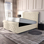Melbourne Upholstered Ottoman Bed - Cream Plush Velvet