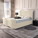 Melbourne Upholstered Ottoman Bed - Cream Plush Velvet