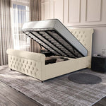 Melbourne Upholstered Ottoman Bed - Cream Plush Velvet
