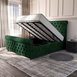 Melbourne Upholstered Ottoman Bed - Emerald Coniston