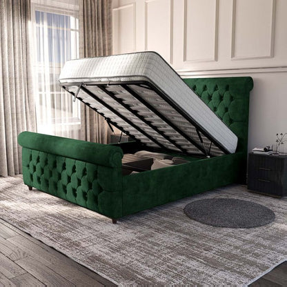 Melbourne Upholstered Ottoman Bed - Emerald Coniston