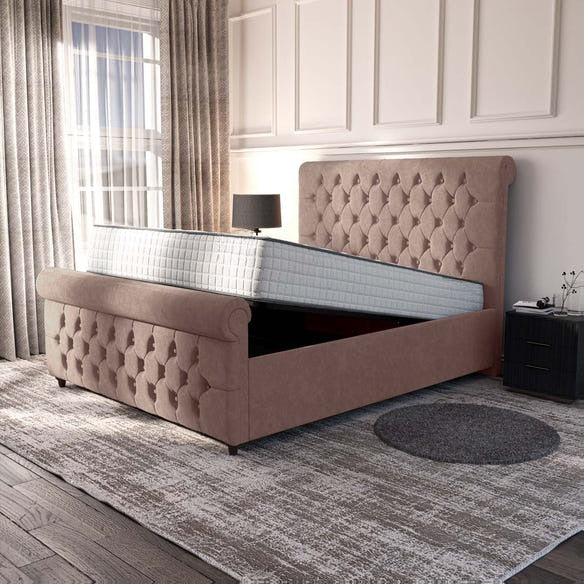 Melbourne Upholstered Ottoman Bed - Mauve Naples