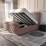 Melbourne Upholstered Ottoman Bed - Mauve Naples