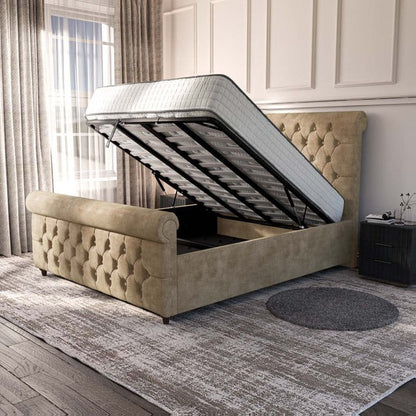Melbourne Upholstered Ottoman Bed - Mink Coniston