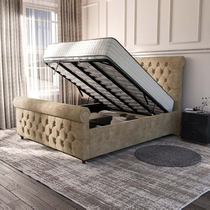 Melbourne Upholstered Ottoman Bed - Mink Coniston