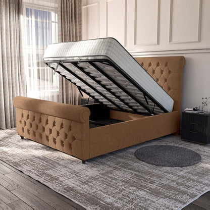 Melbourne Upholstered Ottoman Bed - Mink Naples