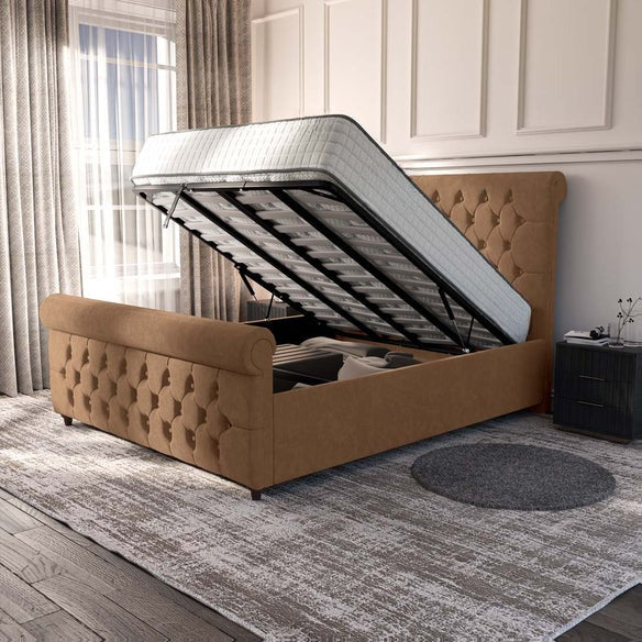 Melbourne Upholstered Ottoman Bed - Mink Naples