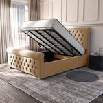 Melbourne Upholstered Ottoman Bed - Mink Plush Velvet
