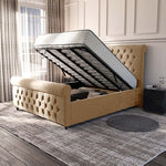 Melbourne Upholstered Ottoman Bed - Mink Plush Velvet