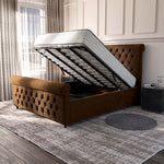 Melbourne Upholstered Ottoman Bed - Mocca Plush Velvet