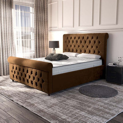 Melbourne Upholstered Ottoman Bed - Mocca Plush Velvet