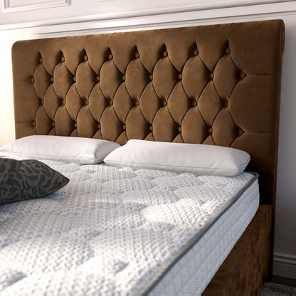 Melbourne Upholstered Ottoman Bed - Mocca Plush Velvet