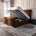 Melbourne Upholstered Ottoman Bed - Mocca Plush Velvet