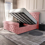 Melbourne Upholstered Ottoman Bed - Pink Coniston
