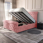 Melbourne Upholstered Ottoman Bed - Pink Coniston