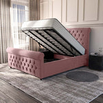 Melbourne Upholstered Ottoman Bed - Pink Plush Velvet